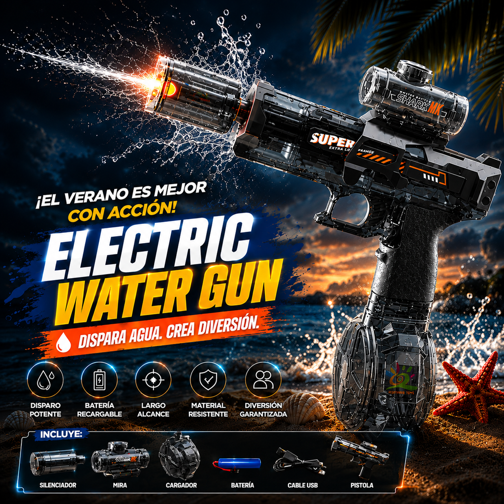 NoTsniW AquaStorm™ – Pistola de Agua Eléctrica Automática con Luces LED